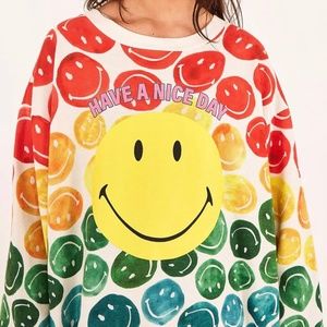 Farm Rio Rainbow Smiley Sweatshirt.